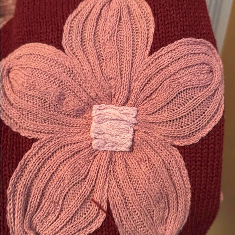 Moon & Madison Burgundy Cardigan with Pink Floral Accents - Picture 5 of 7